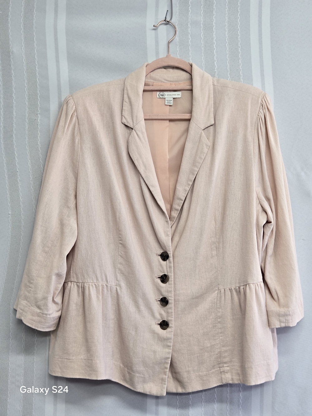 Cato Pale Pink Button-Front Blazer Jacket Size 18/20 W